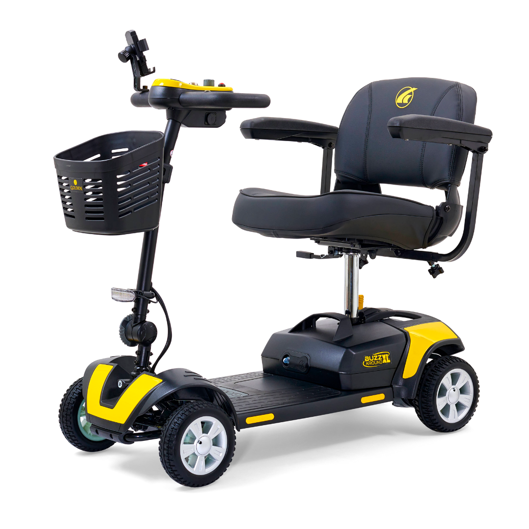 Golden Technologies Buzzaround XL 4-Wheel Long Range Mobility Scooter - Canary Yellow left